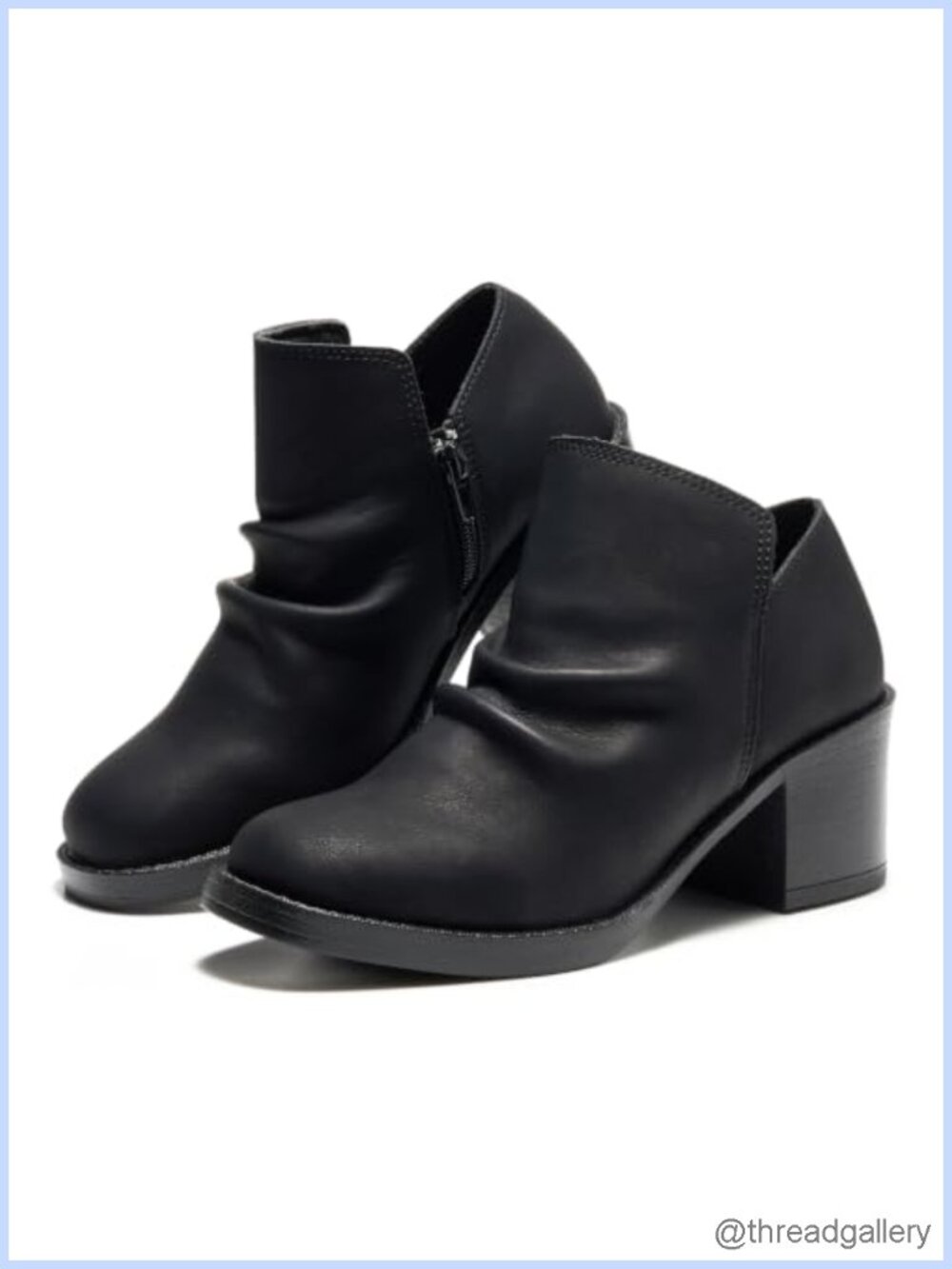 Genuine Leather Heeled Ankle Boots Slouchy Block Heel Booties